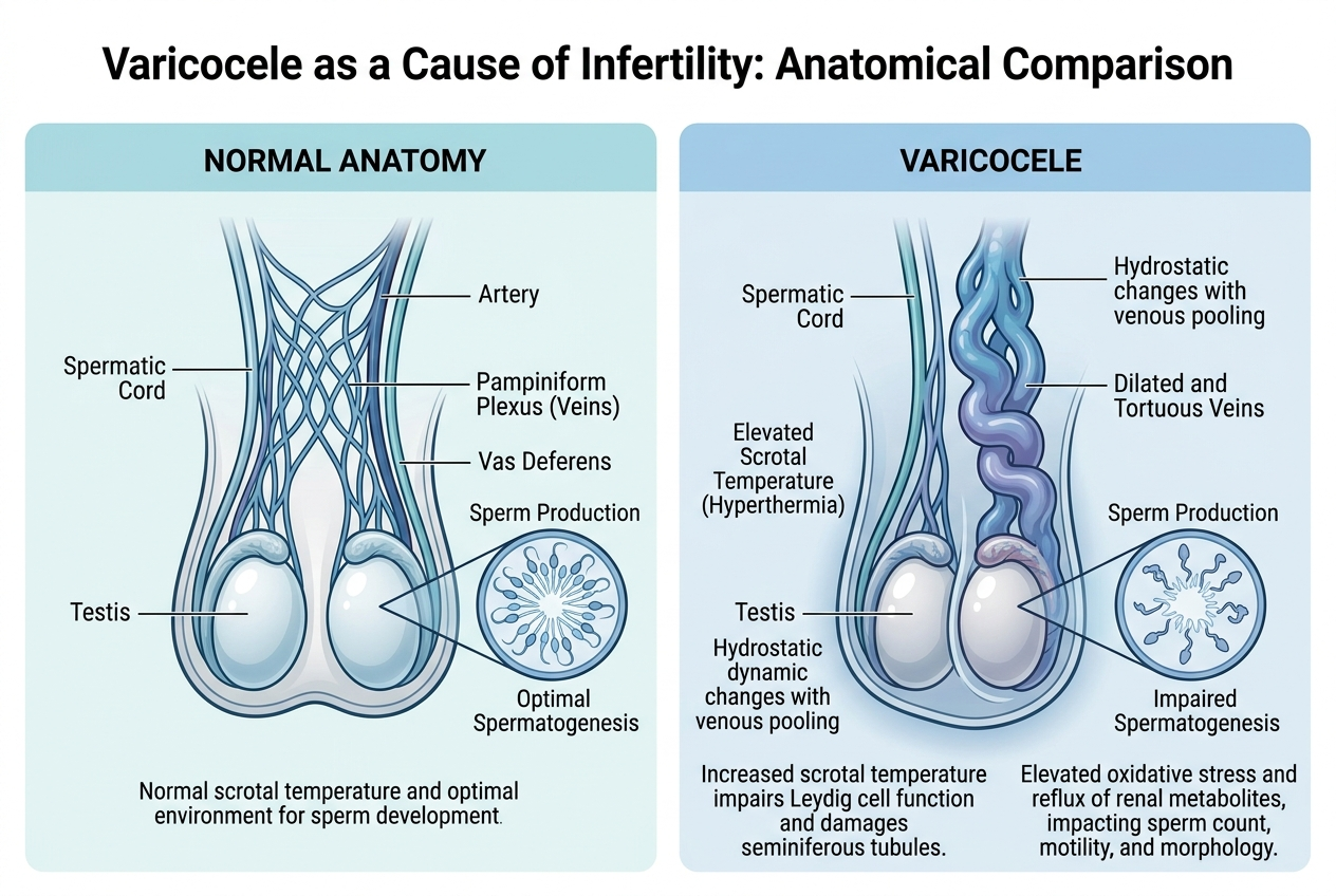 Il varicocele, come causa di infertilità maschile.